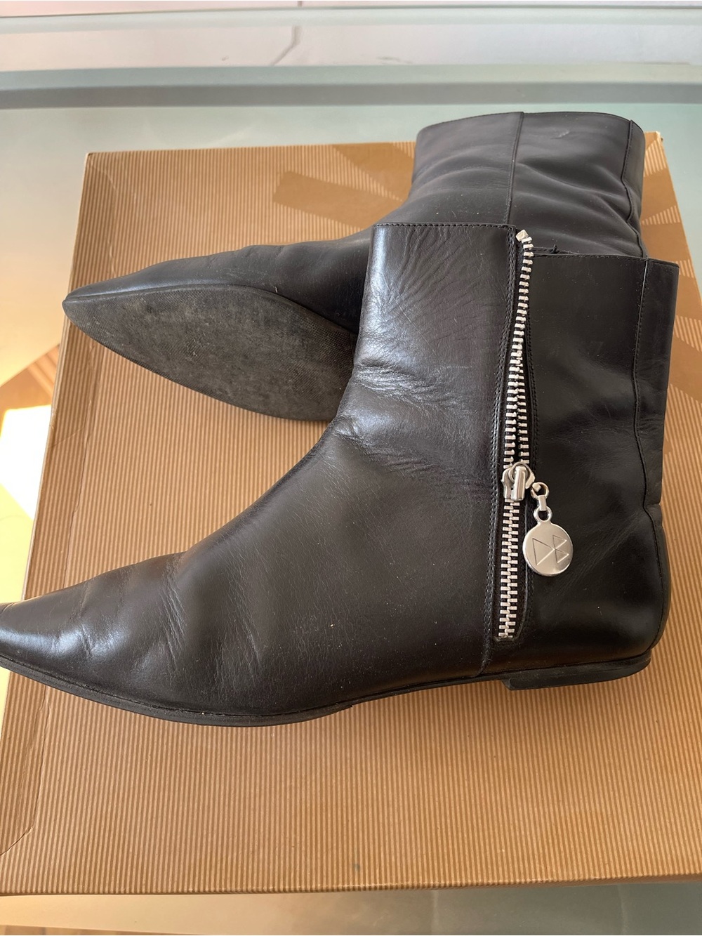 Women’s Black Leather Ankle Boots with Side Zipper